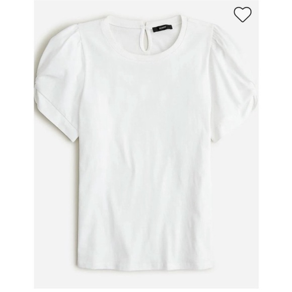 J. Crew Tops - ❌3/$10 Flawed J. Crew White Puff Sleeve Crew Neck T-Shirt Small BR686 New